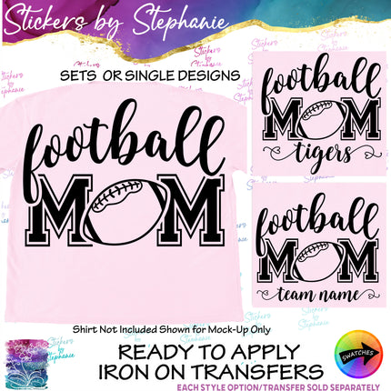 (s03-638) Football Mom, Team Name Iron-On Transfer