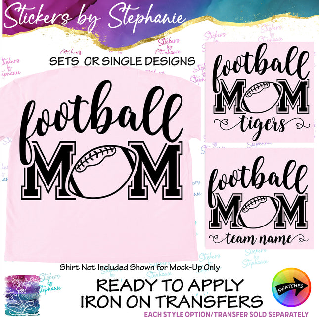 (s03-638) Football Mom, Team Name Iron-On Transfer