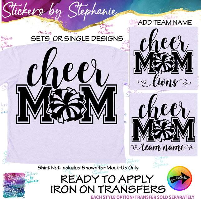 (s03-647) Cheer Mom, Team Name Iron-On Transfer
