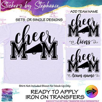 (s03-648) Cheer Mom Megaphone Team Name Iron-On Transfer