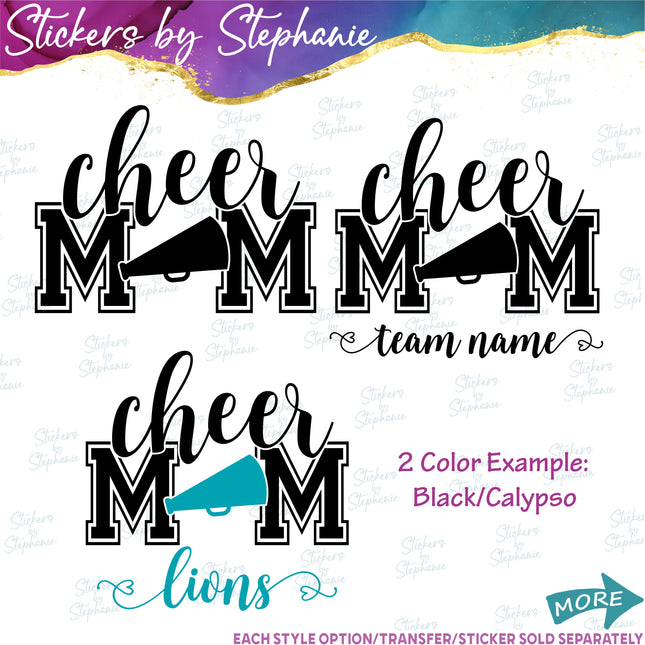 (s03-648) Cheer Mom Megaphone Team Name Iron-On Transfer