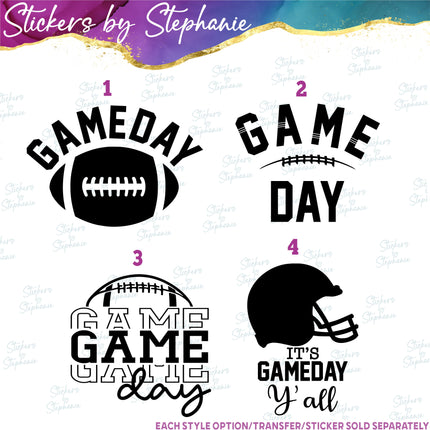(s03-589) Game Day Gameday Football Iron-On Transfer or Sticker