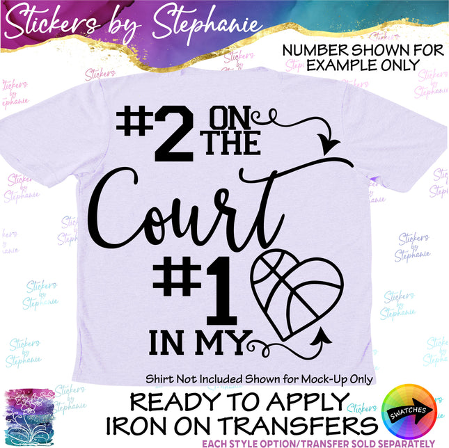 (s03-653) Number on the Court #1 in My Heart Basketball Iron-On Transfer or Sticker