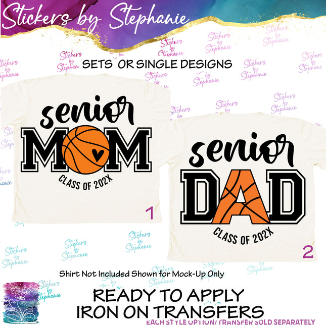 (s03Y-65) Senior Mom Dad Year Basketball Iron-On Transfer