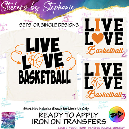 (s03-656) Live Love I Heart Basketball Iron-On Transfer