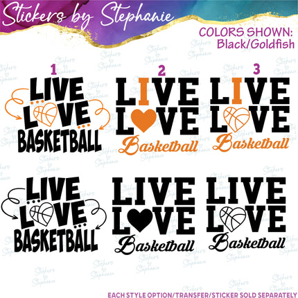 (s03-656) Live Love I Heart Basketball Iron-On Transfer