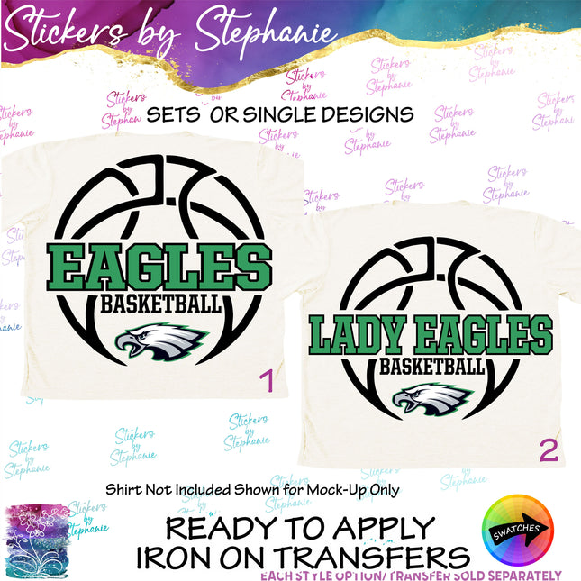 (s03-657) Eagles, Basketball Iron-On Transfer