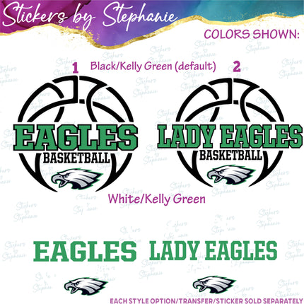 (s03-657) Eagles, Basketball Iron-On Transfer
