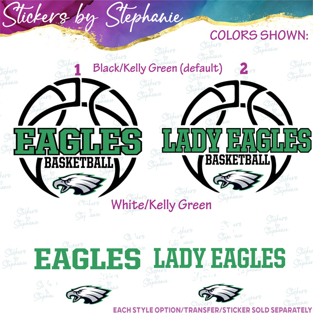 (s03-657) Eagles, Basketball Iron-On Transfer
