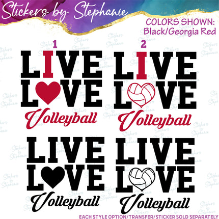 (s03-675) Live Love I Heart Volleyball Iron-On Transfer