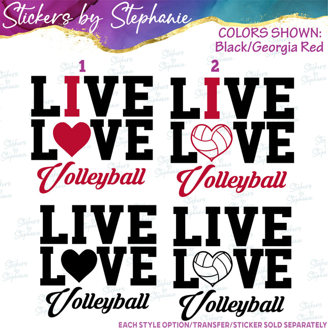 (s03-675) Live Love I Heart Volleyball Iron-On Transfer