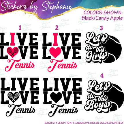 (s03-689) Live Love I Heart Tennis Iron-On Transfer