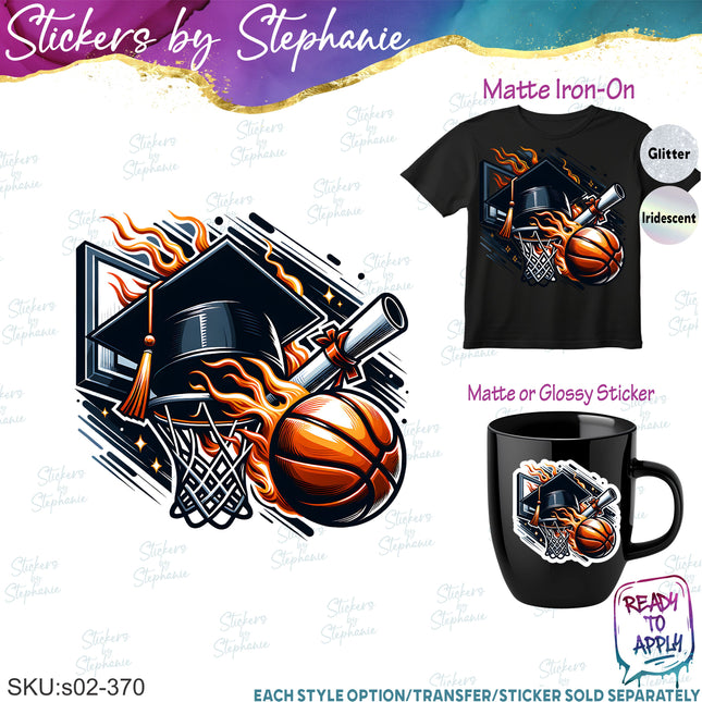 (s02-370) Basketball Senior Graduate Iron-On Transfer or Sticker