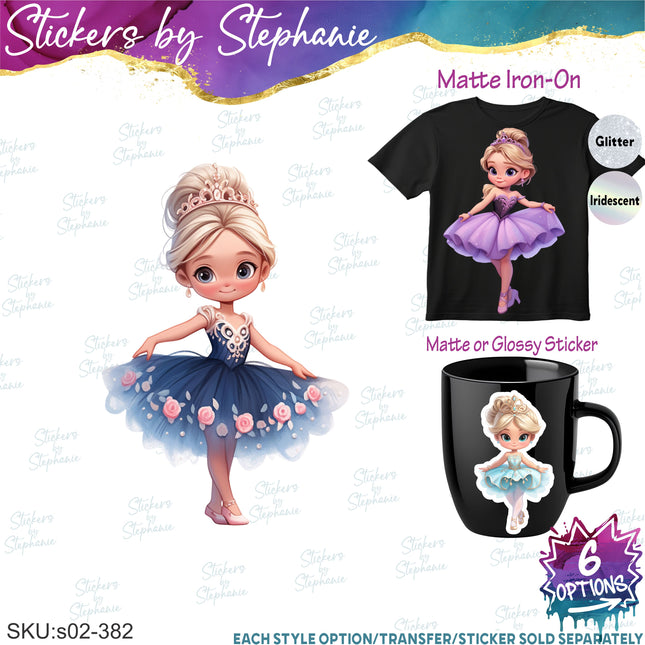 (s02-382) Ballerina Ballet Dancer Iron-On Transfer or Sticker