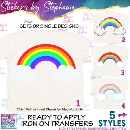 (s02-398) Rainbow Primary Pastel Colors Graphic Iron-On Transfer or Sticker