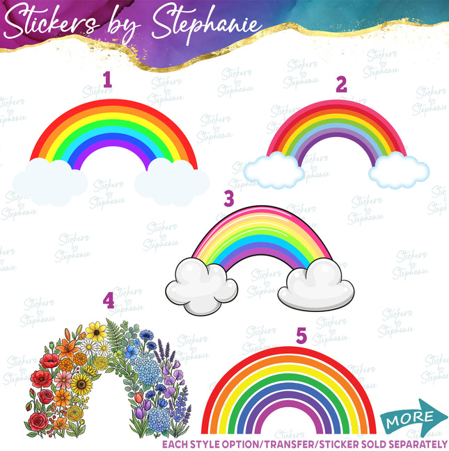 (s02-398) Rainbow Primary Pastel Colors Graphic Iron-On Transfer or Sticker