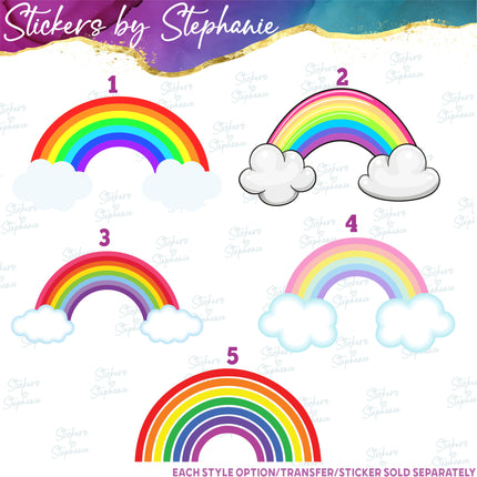 (s02-398) Rainbow Primary Pastel Colors Graphic Iron-On Transfer or Sticker