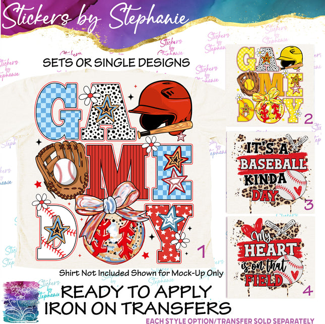(s04-229) Baseball, Softball Game Day Iron-On Transfer