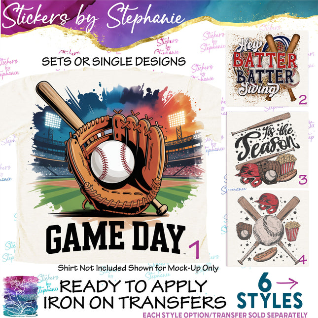 (s04-230) Baseball Game Day Tis the Season Iron-On Transfer