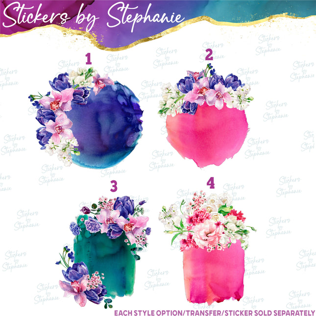 (s02-408) Orchids Flowers Watercolor Graphic Iron-On Transfer or Sticker
