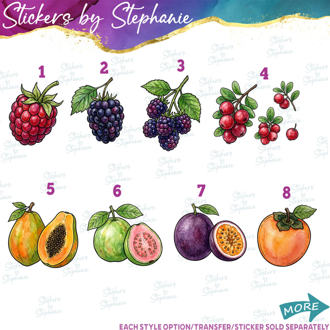 (s02-414) Fruit Illustrated Graphic Iron-On Transfer or Sticker