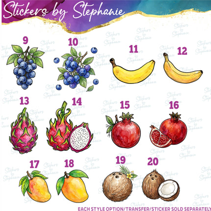 (s02-414) Fruit Illustrated Graphic Iron-On Transfer or Sticker