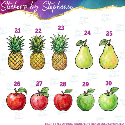 (s02-414) Fruit Illustrated Graphic Iron-On Transfer or Sticker