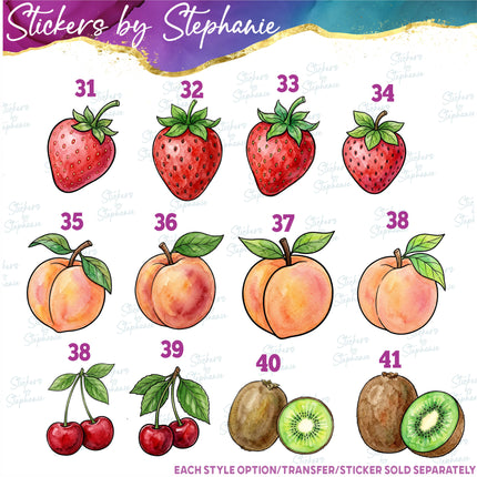 (s02-414) Fruit Illustrated Graphic Iron-On Transfer or Sticker