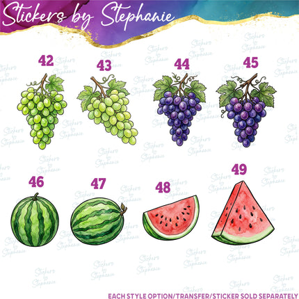 (s02-414) Fruit Illustrated Graphic Iron-On Transfer or Sticker