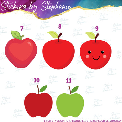 (s02-415) Apple Green Red Apples Illustrated Graphic Iron-On Transfer or Sticker