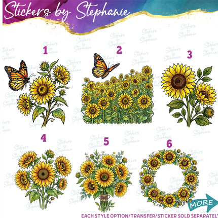 (s02-419) Sunflower Flower Graphic Iron-On Transfer or Sticker