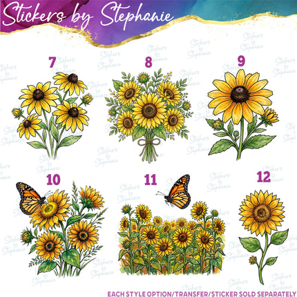 (s02-419) Sunflower Flower Graphic Iron-On Transfer or Sticker