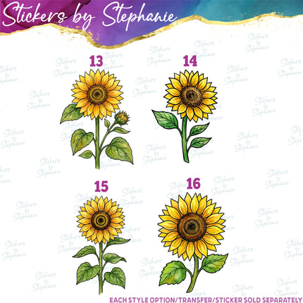 (s02-419) Sunflower Flower Graphic Iron-On Transfer or Sticker
