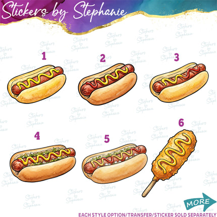 (s02-421) Hot Dog Graphic Iron-On Transfer or Sticker