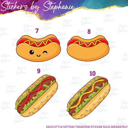 (s02-421) Hot Dog Graphic Iron-On Transfer or Sticker