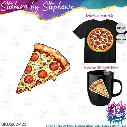 (s02-423) Pizza Whole Slice Graphic Iron-On Transfer or Sticker