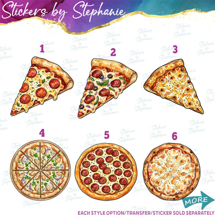(s02-423) Pizza Whole Slice Graphic Iron-On Transfer or Sticker