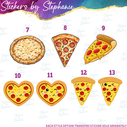 (s02-423) Pizza Whole Slice Graphic Iron-On Transfer or Sticker