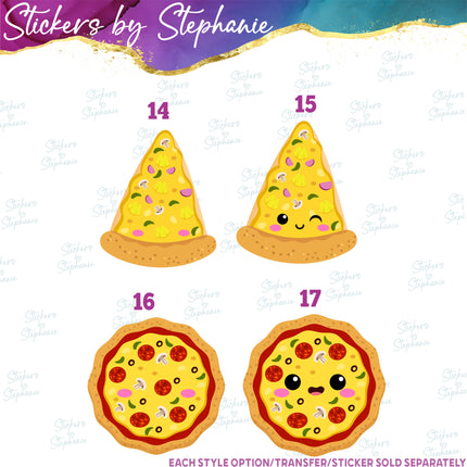 (s02-423) Pizza Whole Slice Graphic Iron-On Transfer or Sticker