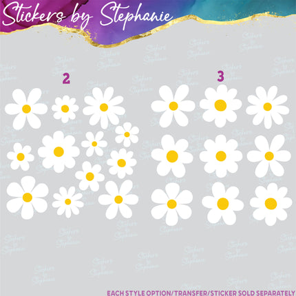 (s02-425) Groovy Retro Flowers Daisies Daisy Iron-On Transfer or Sticker