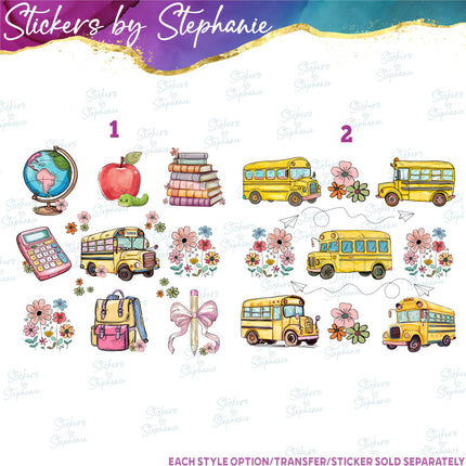 (s02-432) School Bus, Back to Graphic Iron-On Transfer or Sticker