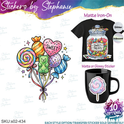 (s02-434) Candy Sweets Graphic Iron-On Transfer or Sticker