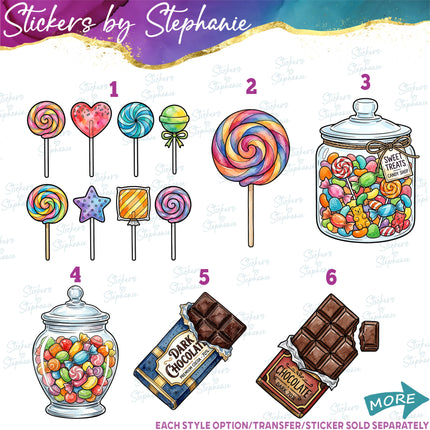 (s02-434) Candy Sweets Graphic Iron-On Transfer or Sticker