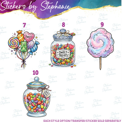 (s02-434) Candy Sweets Graphic Iron-On Transfer or Sticker