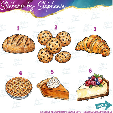 (s02-435) Bread Pastries Graphic Iron-On Transfer or Sticker