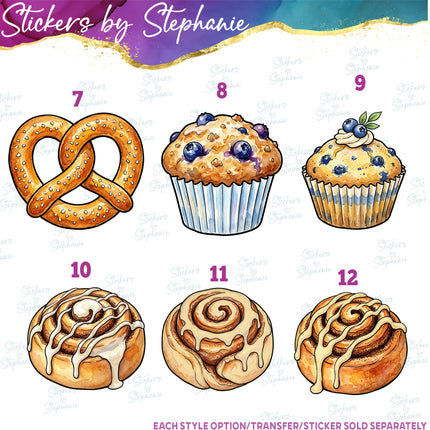 (s02-435) Bread Pastries Graphic Iron-On Transfer or Sticker