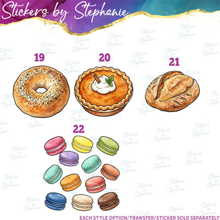 (s02-435) Bread Pastries Graphic Iron-On Transfer or Sticker