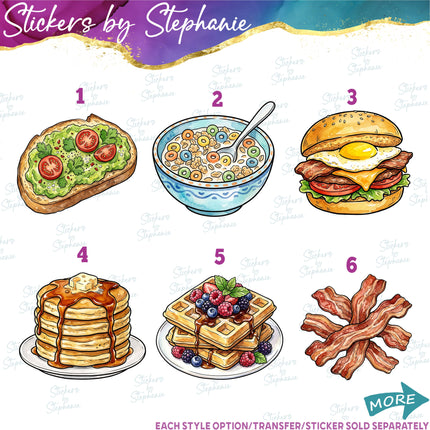 (s02-439) Breakfast Foods Graphic Iron-On Transfer or Sticker