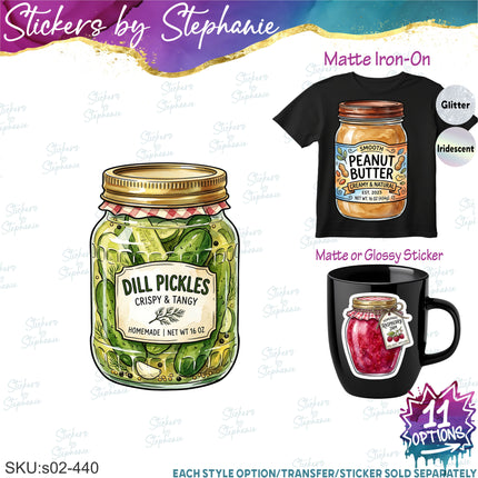(s02-440) Jarred Foods Graphic Iron-On Transfer or Sticker