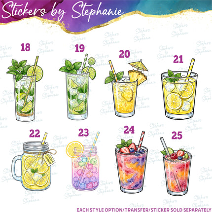 (s02-442) Alcohol Drinks Graphic Iron-On Transfer or Sticker